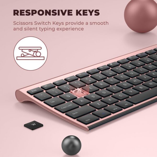71lJOdcmlHL._AC_SL1500_.jpg Wireless Keyboard and Mouse, Vssoplor 2.4GHz Rechargeable Co...