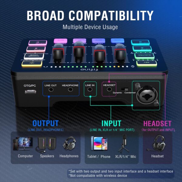71lQurakeL._AC_SL1500_.jpg FIFINE Gaming Audio Mixer, Streaming RGB PC Mixer with XLR M...
