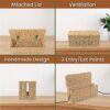 Cable Management Box, Handmade Rattan Cable Organizer, 2 Ope...