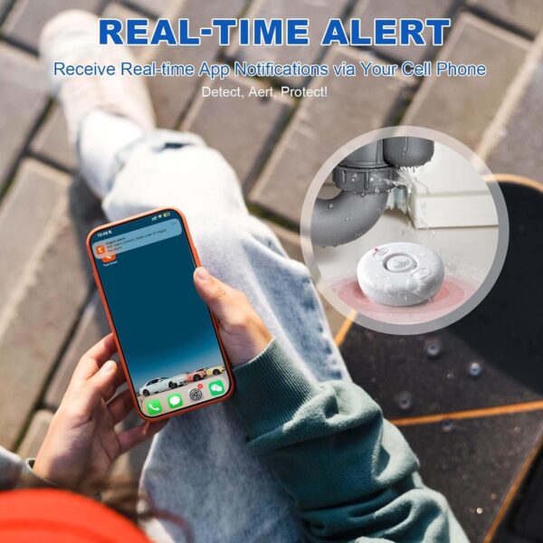 71nEbVXQCYL._AC_SL1500_.jpg WiFi Water Leak Detectors 5 Pack, 120dB Adjustable Loud Wate...