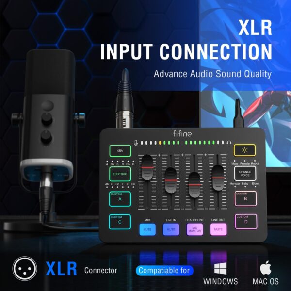 71nGN1EJeKL._AC_SL1500_.jpg FIFINE Gaming Audio Mixer, Streaming RGB PC Mixer with XLR M...