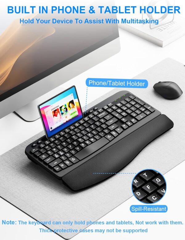 71oJqmm9nwL._AC_SL1500_.jpg Wireless Keyboard and Mouse Combo, Wave Keys Computer Ergono...