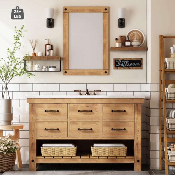 71oN6nSFhpL._AC_SL1500_.jpg QEEIG Bathroom Shelves Over Toilet - Paper Storage Wall Mou...