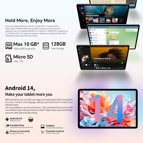 71oPD2w155L._AC_SL1500_.jpg TECLAST Android Tablet with Keyboard, 10 inch Android 14 Tab...