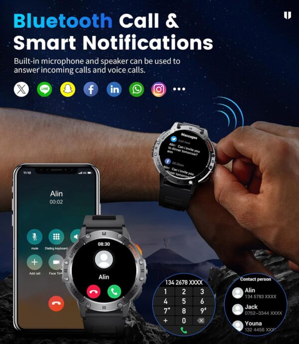 71ojCGaSi8L._AC_SL1500_.jpg DREMAC Military Smart Watches for Men for Android/iPhone-1.4...