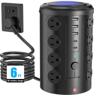 Tower Power Strip Surge Protector with 16 Outlets and 5 Tower Power Strip Surge Protector with 16 Outlets and 5 USB ...