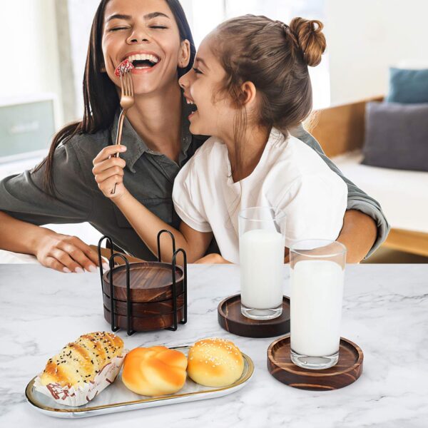 5Pcs Wooden Coasters for Drinks - Natural Wood Drink Coaster...