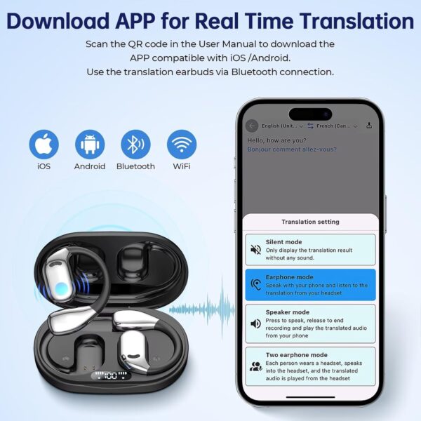 71tDcByWw1L._AC_SL1500_.jpg AI Translation Earbuds Real Time, 144 Language Translator Ea...