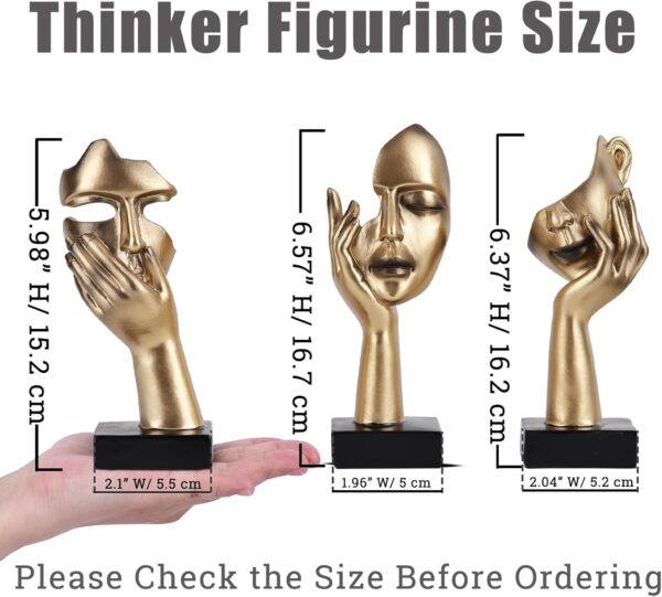 71tYjDybboL._AC_SL1500_.jpg 3 Pcs Thinker Small Statue Set - Golden Black Abstract Art S...