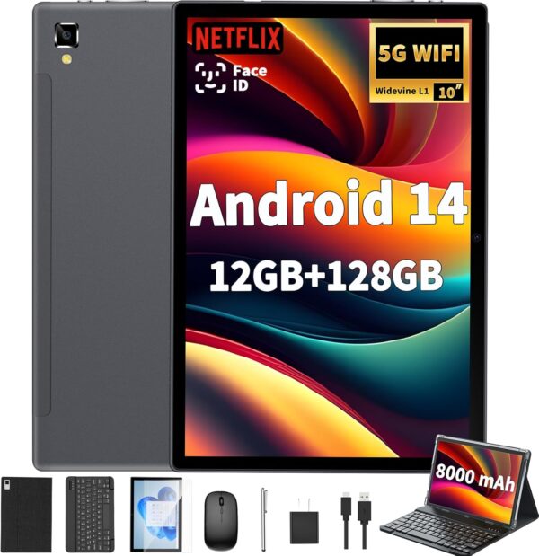 Android 14 Tablet with Keyboard - 10 inch Tablet, 12GB Android 14 Tablet with Keyboard - 10 inch Tablet, 12GB RAM, ...
