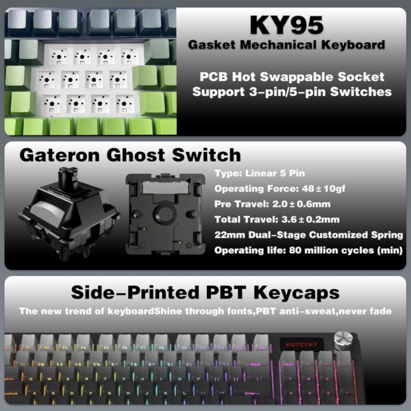 71vbOa3aJgL._AC_SL1500_.jpg KUTETHY Wireless Mechanical Keyboard with Knob,Pre-lubed Lin...