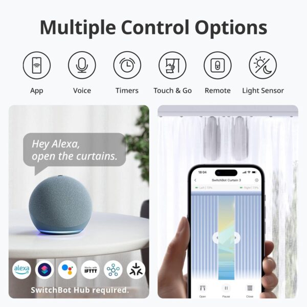 71veBHBqWxL._AC_SL1500_.jpg SwitchBot Automatic Curtain Opener - Bluetooth Remote Contro...