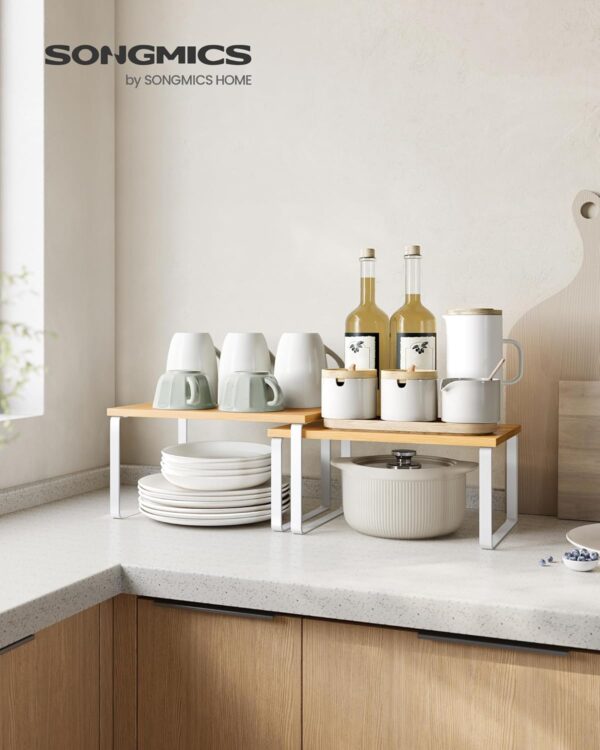 SONGMICS Cabinet Organizer Shelf, Set of 4 Kitchen Counter S...
