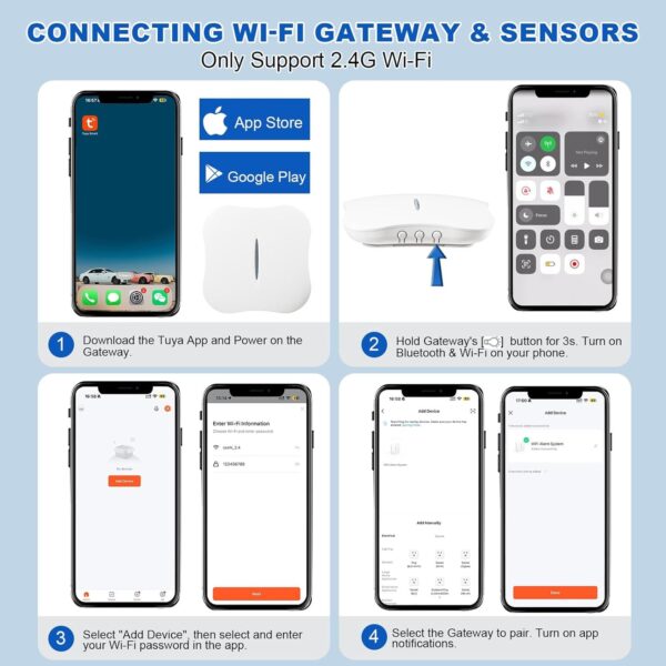 71wjZxc2unL._AC_SL1500_.jpg WiFi Water Leak Detectors 5 Pack, 120dB Adjustable Loud Wate...
