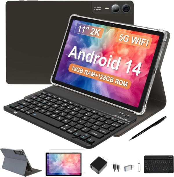 2025 Latest 11 inch Android 14 Tablet, 18GB RAM, 128GB ROM, ...