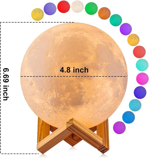 71xfSbGKT5L._AC_SL1500_.jpg LOGROTATE Moon Lamp, 16 Colors LED Night Light for Kids 3D P...
