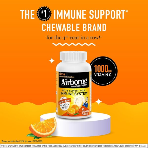 81v9V4OiHL._AC_SL1500_.jpg Airborne 1000mg Vitamin C Chewable Tablets with Zinc, Immune...