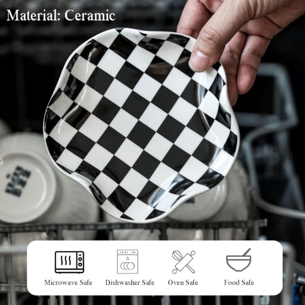 Spoon Rest for Stove Top, 5.3in Checkered Spoon Holder Utens...