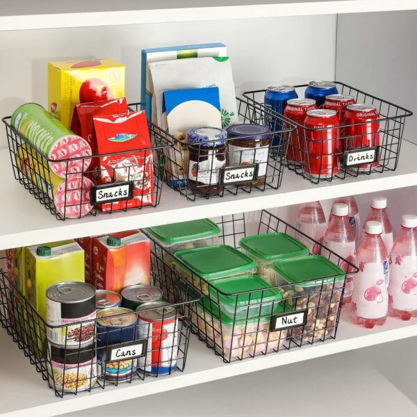 813NlB7E33L._AC_SL1500_.jpg 6 Pack Wire Baskets for Pantry Organization and Storage, Kit...