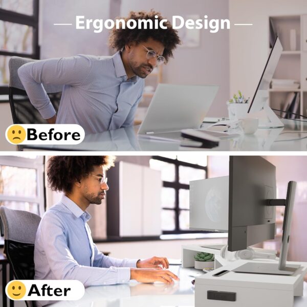 BONTEC Dual Monitor Stand Riser with Smartphone Holder, Adju...