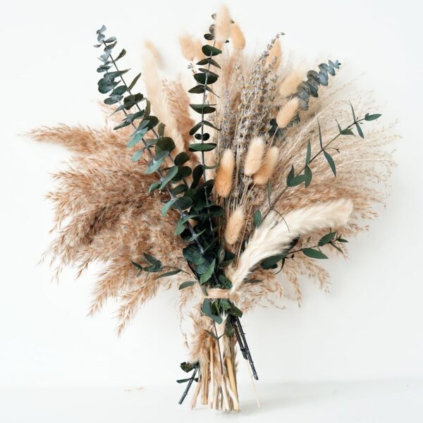 Green Pampas Grass Boho Bouquet – Exquisite Lavender and Euc...