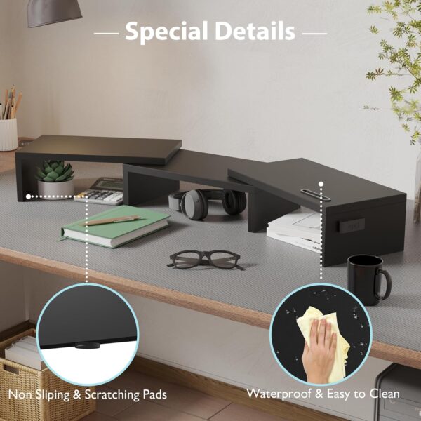 BONTEC Dual Monitor Stand Riser with Smartphone Holder, Adju...