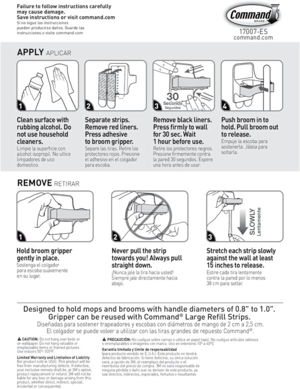 81A3D9VIpwL._AC_SL1500_.jpg Command Broom and Mop Grippers, 2 Hangers and 4 Command Stri...