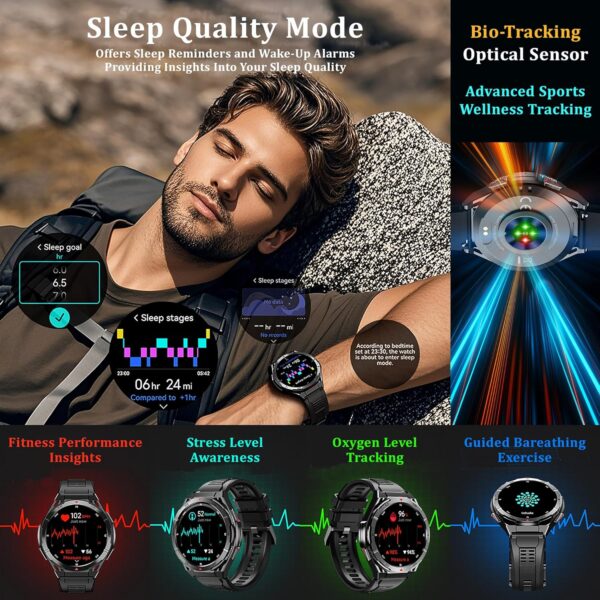 Military GPS Smart Watch: 1.43” AMOLED Always On Display, Bu...