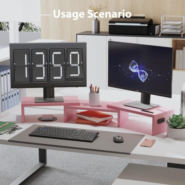 BONTEC Dual Monitor Stand Riser with Smartphone Holder, Adju...