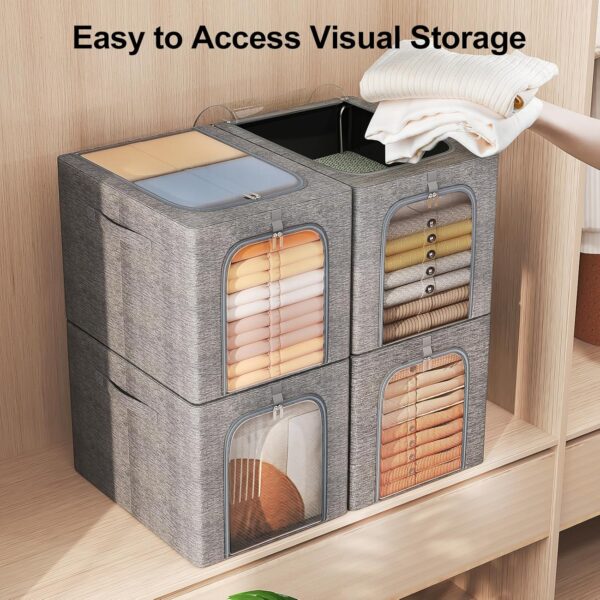 81IElBu2SHL._AC_SL1500_.jpg GoMaihe Clothes Storage Bin with Metal Frame: 6-Pack Stackab...