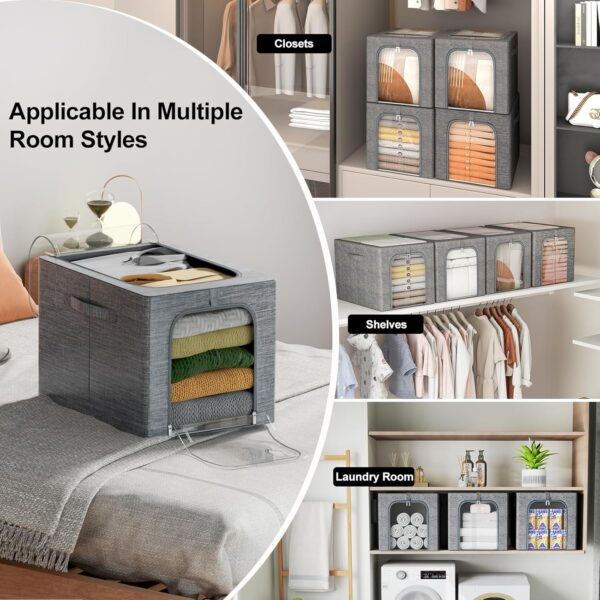 81JZiTInwFL._AC_SL1500_.jpg GoMaihe Clothes Storage Bin with Metal Frame: 6-Pack Stackab...