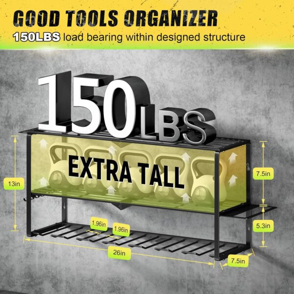 81JcmDwD-mL._AC_SL1500_.jpg Power Tool Organizer Wall Mount - 150Lbs Load 3 Layers Stora...