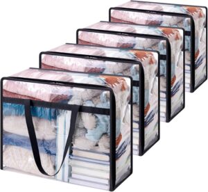 Lifewit 4 Pack Clear Clothes Storage Bags, 40L Plastic Blank... Lifewit 4 Pack Clear Clothes Storage Bags, 40L Plastic Blank...