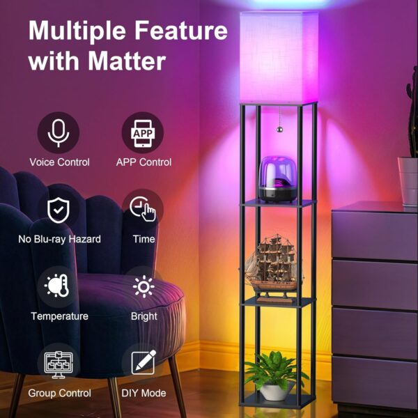 81Lw-NFFxfL._AC_SL1500_.jpg Floor Lamp with Shelves for Living Room with Matter Smart LE...