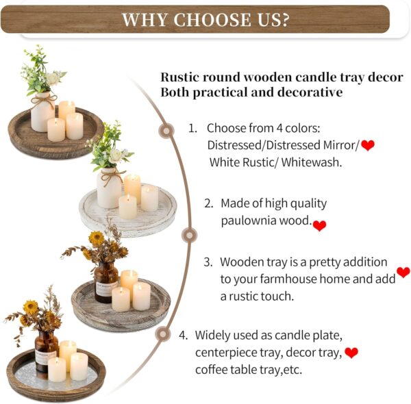 81MjHppkGL._AC_SL1500_.jpg Hanobe Candle Plate Holder Tray: Round Wooden Decorative Can...