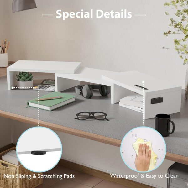 BONTEC Dual Monitor Stand Riser with Smartphone Holder, Adju...