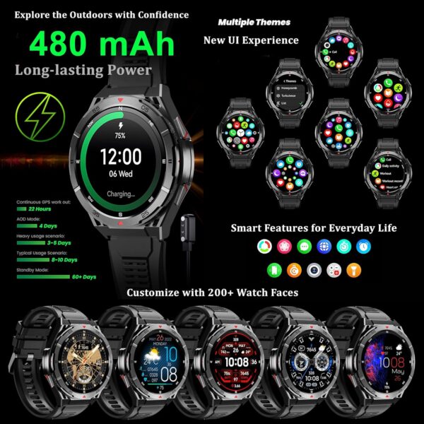 Military GPS Smart Watch: 1.43” AMOLED Always On Display, Bu...