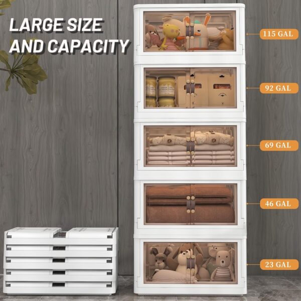 81SPFKEkcCL._AC_SL1500_.jpg 5 Storage Bins with 5 Lids, 78 Qt White Closet Organizers an...