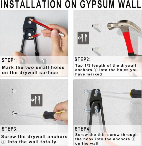 Steel Garage Storage Hooks - 16 Pack Anti-Slip Coating, Heav...