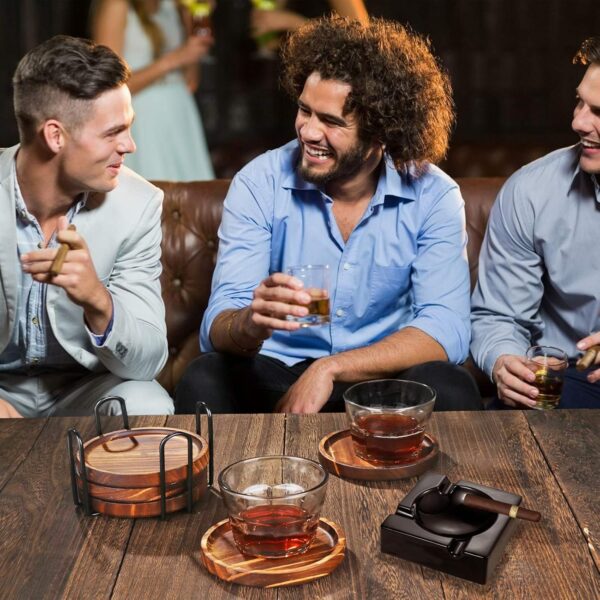 5Pcs Wooden Coasters for Drinks - Natural Wood Drink Coaster...