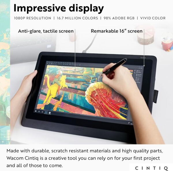 81UHNQ7PBML._AC_SL1500_.jpg Wacom Cintiq 16 Drawing Tablet with Screen, 15.4" Full HD Di...
