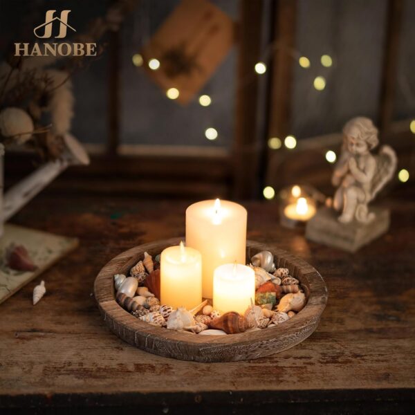 81Udx3dREyL._AC_SL1500_.jpg Hanobe Candle Plate Holder Tray: Round Wooden Decorative Can...