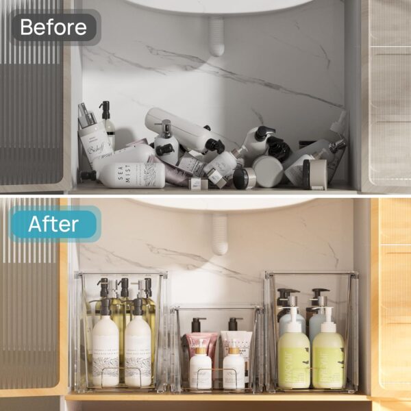 81WEaXuDnZL._AC_SL1500_.jpg Vtopmart 4 Pack Clear Stackable Storage Drawers,9.7" High Pl...