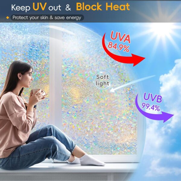 Rainbow Window Privacy Film with Cutting Reference Line, 3D ...