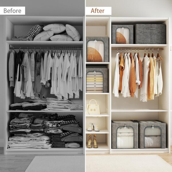 81aQJdv9BSL._AC_SL1500_.jpg GoMaihe Clothes Storage Bin with Metal Frame: 6-Pack Stackab...