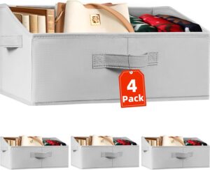 Criusia 4 Pack Large Closet Shelf Organizer Bins with Handle... Criusia 4 Pack Large Closet Shelf Organizer Bins with Handle...