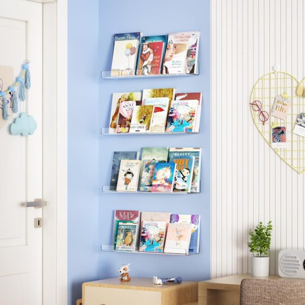upsimples 4 Pack Acrylic Shelves for Wall Storage, 15" Float...