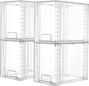 Vtopmart 4 Pack Clear Stackable Storage Drawers,9.7" High Pl... Vtopmart 4 Pack Clear Stackable Storage Drawers,9.7" High Pl...