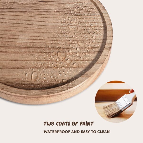 Round Decorative Tray Wood Bathroom Counter Organizer Farmho...