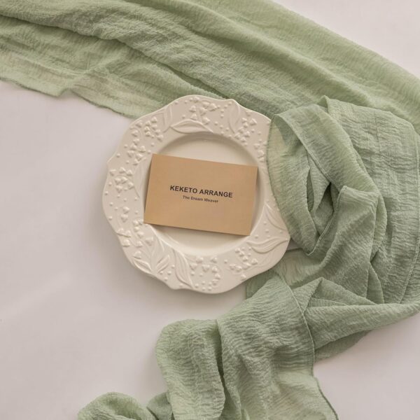 81oNTYukG0L._AC_SL1500_.jpg Sage Green Spring Table Runner Cheesecloth 120 Inch 10 FT Ru...